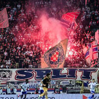 Torcida, Hajduk Split supporters set off pyrotechnic fires during the UEFA Conference League 2026/27 League Phase MD1 match between HNK Hajduk Split and AFC Ajax at Stadion Poljud on October 15, 2026 in Split, Croatia. (Photo: Ivana Ivanovic/PIXSELL/Sipa USA)
