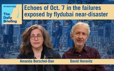 Editor David Horovitz joins host Amanda Borschel-Dan on today's Daily Briefing podcast. (ToI/Flash90) Editor David Horovitz joins host Amanda Borschel-Dan on today's Daily Briefing podcast. (ToI/Flash90)