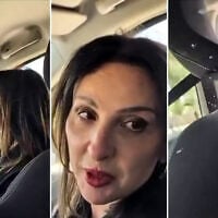 People of Israel Knesset candidate Fleur Hassan-Nahoum speaks moments before the car she is traveling in is attacked near the Palestinian village of Turmus Ayya in the central West Bank on October 19, 2026. (Screen captures: X, used in accordance with Clause 27a of the Copyright Law)