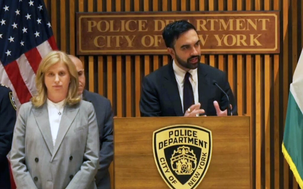 New York City Mayor Zohran Mamdani and NYPD Commissioner Jessica Tisch holding a press conference on the annual Israel parade, May 29, 2026. (Screenshot/X/NYPDNEWS)