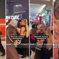 A Turkish-Israeli woman is seen being accosted in an Istanbul mall on October 18, 2026, in videos posted to social media (Screencapture/ used in accordance with Clause 27a of the Copyright Law)