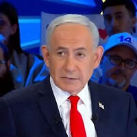 Prime Minister Benjamin Netanyahu sits for an interview on the pro-government Channel 14, October 13, 2026. (Screenshot)