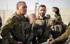 IDF Chief of Staff Lt. Gen. Eyal Zamir (left) meets with officers at the scene of a shooting attack near Hebron in the West Bank, October 23, 2026. (Israel Defense Forces)