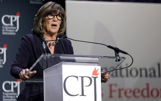 Christiane Amanpour speaks onstage during the 2025 CPJ International Press Freedom Awards at The Glasshouse on November 20, 2025 in New York City. (Michael Loccisano/Getty Images/AFP)