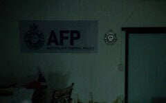 Illustrative: A room imitating an Australian police station is seen at an abandoned scam centre in O’Smach town on the Thai-Cambodian border, on September 7, 2026. (ANTHONY WALLACE/AFP)
