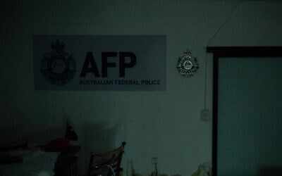 Illustrative: A room imitating an Australian police station is seen at an abandoned scam centre in O’Smach town on the Thai-Cambodian border, on September 7, 2026. (ANTHONY WALLACE/AFP)