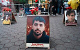 PIctures of protesters who were killed by the Iranian state security forces during the nationwide anti-government demonstrations that took place in Iran in January, are seen during a Free Iran Rally outside of the United Nations General Assembly on September 22, 2026 in New York City. (Ryan Murphy/Getty Images/AFP)
