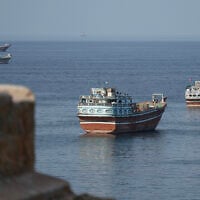 Ships are anchored off the coast of Khasab in Oman’s Musandam Governorate, near the Strait of Hormuz, on October 2, 2026. (AFP)