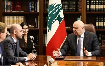 Lebanese President Joseph Aoun (R) speaks with France’s Foreign Affairs Minister Jean-Noel Barrot (L) at the Presidential Palace in Baabda on October 17, 2026. (Anwar AMRO/AFP) Lebanese President Joseph Aoun (R) speaks with France’s Foreign Affairs Minister Jean-Noel Barrot (L) at the Presidential Palace in Baabda on October 17, 2026. (Anwar AMRO/AFP)