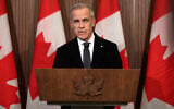 Canadian Prime Minister Mark Carney speaks about the incident at the Canadian Forces Base (CFB) Wainwright, at Parliament Hill in Ottawa, Ontario, Canada, on October 18, 2026. (Dave Chan/AFP)