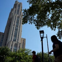 FILE: The Cathedral of Learning on the University of Pittsburgh campus on September 12, 2024. (AP Photo/Gene J. Puskar)
