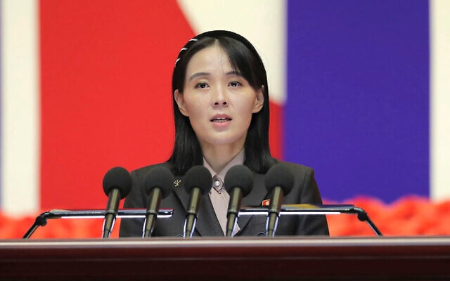 This photo provided by the North Korean government, Kim Yo Jong, sister of North Korean leader Kim Jong Un, delivers a speech during a national meeting against the coronavirus, in Pyongyang, North Korea, on August 10, 2022. (Korean Central News Agency/Korea News Service via AP) This photo provided by the North Korean government, Kim Yo Jong, sister of North Korean leader Kim Jong Un, delivers a speech during a national meeting against the coronavirus, in Pyongyang, North Korea, on August 10, 2022. (Korean Central News Agency/Korea News Service via AP)