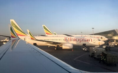 Ethiopian Airlines planes are parked at Bole International Airport in Addis Ababa, Ethiopia, February 11, 2019. (AP/Ben Curtis) Ethiopian Airlines planes are parked at Bole International Airport in Addis Ababa, Ethiopia, February 11, 2019. (AP/Ben Curtis)