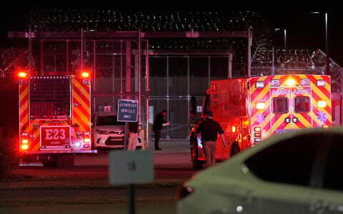 Emergency vehicles arrive at Riverbend Maximum Security Institution after the execution of Christa Pike was halted September 30, 2026, in Nashville, Tenn. (AP Photo/George Walker IV)