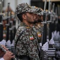 Iranian army cadets during the opening ceremony of a military training center in downtown Tehran, Iran, October 3, 2026. (AP Photo/Vahid Salemi)