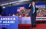US President Donald Trump dances at a campaign rally at the Pinnacle Bank Expo Center in Grand Island, Nebraska, October 5, 2026. (AP Photo/Alex Brandon)