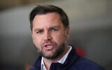 US Vice President JD Vance speaks to reporters before boarding Air Force Two, at Elmendorf Air Force Base, October 6, 2026, in Anchorage, Alaska. (AP Photo/Jacquelyn Martin, Pool)