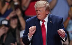 US President Donald Trump dances at a campaign rally at the Freeman Coliseum in San Antonio, October 7, 2026. (AP/Eric Gay)