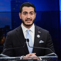 Democratic nominee for US Senate Abdul El-Sayed talks during a televised debate with Republican nominee for US Senate Mike Rogers at WOOD-TV, on October 8, 2026, in Grand Rapids, Michigan. (AP/Paul Sancya, Pool)