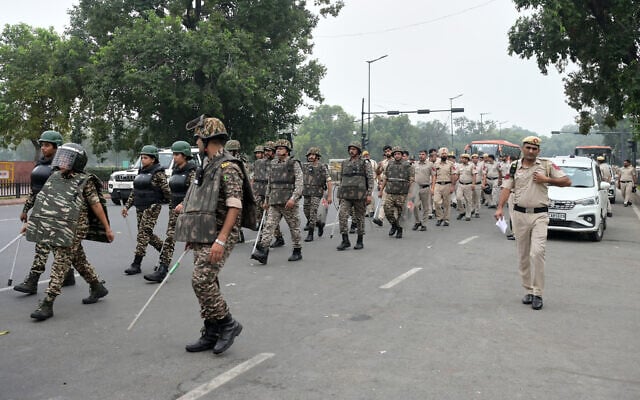 Security personnel assemble as security is tightened on the morning of a youth protest demanding the resignation of the country’s election chief Gyanesh Kumar, in New Delhi, India, October 10, 2026. (AP Photo) Security personnel assemble as security is tightened on the morning of a youth protest demanding the resignation of the country’s election chief Gyanesh Kumar, in New Delhi, India, October 10, 2026. (AP Photo)