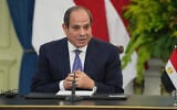 Egypt’s President Abdel-Fattah el-Sissi speaks during a joint press conference with his Indonesian counterpart Prabowo Subianto following their meeting at Merdeka Palace in Jakarta, Indonesia, October 11, 2026. (AP Photo/Tatan Syuflana)