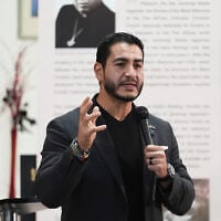 Democratic nominee for US Senate Abdul El-Sayed speaks during a campaign event October 14, 2026, in Detroit. (AP Photo/Paul Sancya)