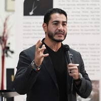 Democratic nominee for US Senate Abdul El-Sayed speaks during a campaign event October 14, 2026, in Detroit. (AP Photo/Paul Sancya)