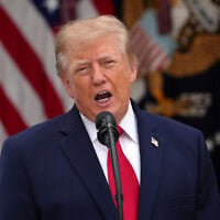 US President Donald Trump speaks in the Rose Garden of the White House during an event for first responders, October 15, 2026, in Washington. (AP/Julia Demaree Nikhinson)