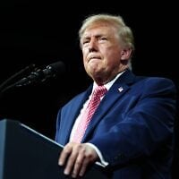 US President Donald Trump speaks at a campaign rally at Heartland Credit Union Arena, n Park City, Kansas,October 19, 2026. (Julia Demaree Nikhinson/AP)