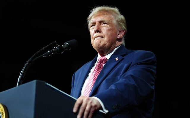 US President Donald Trump speaks at a campaign rally at Heartland Credit Union Arena, n Park City, Kansas,October 19, 2026. (Julia Demaree Nikhinson/AP) US President Donald Trump speaks at a campaign rally at Heartland Credit Union Arena, n Park City, Kansas,October 19, 2026. (Julia Demaree Nikhinson/AP)