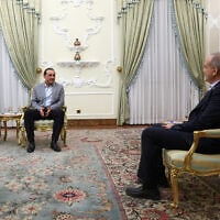 In this photo released by the Iranian Presidency Office, President Masoud Pezeshkian, right, meets Pakistan’s Army Chief Field Marshal Gen. Asim Munir, center, and Pakistan’s Interior Minister Mohsin Naqvi in Tehran, Iran, October 20, 2026. (Iranian Presidency Office via AP)