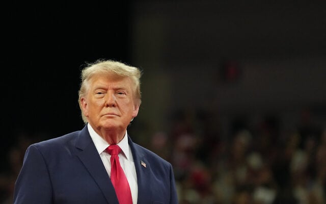 US President Donald Trump arrives at a campaign rally at Alico Arena on the campus of Florida Gulf Coast University, October 23, 2026, in Fort Myers, Florida. (AP/Mark Schiefelbein)