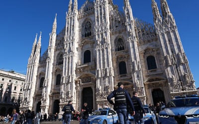 Italian police patrol the area around Milan’s Duomo Cathedral, Italy, October 24, 2026, ahead of a planned protest against the rising cost of living and deteriorating public services, one of several demonstrations organized across Italy by groups spanning the political spectrum. (AP Photo/Antonio Calanni) Italian police patrol the area around Milan’s Duomo Cathedral, Italy, October 24, 2026, ahead of a planned protest against the rising cost of living and deteriorating public services, one of several demonstrations organized across Italy by groups spanning the political spectrum. (AP Photo/Antonio Calanni)