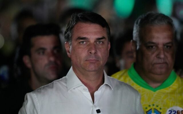 Opposition presidential candidate Sen. Flavio Bolsonaro arrives at his election night event after the presidential runoff in Brasilia, Brazil, October 25, 2026. (AP Photo/Eraldo Peres) Opposition presidential candidate Sen. Flavio Bolsonaro arrives at his election night event after the presidential runoff in Brasilia, Brazil, October 25, 2026. (AP Photo/Eraldo Peres)