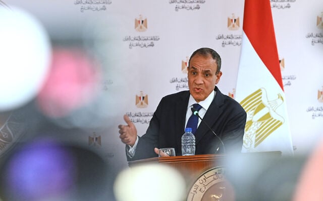 Egyptian Foreign Minister Badr Abdelatty speaks during a press conference at the foreign ministry headquarters in Egypt’s New Administrative Capital, October 26, 2026. (AP Photo/Tarek Wajeh)