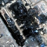 This satellite image provided by Vantor on September 13, 2026, shows the aftermath of the drone attack on the East-West pipeline in Saudi Arabia. (Satellite image ©2026 Vantor via AP)