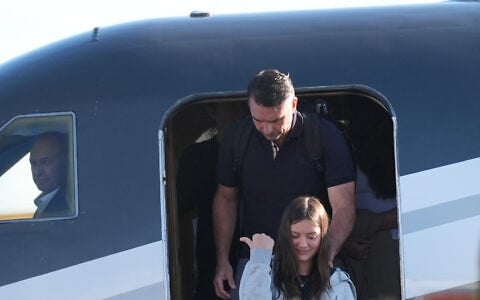 Brazilian Senator Flavio Bolsonaro arrives at Miami-Opa Locka Executive Airport on October 28, 2026, in Opa-locka, Florida. (AP Photo/Marta Lavandier)