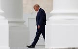 US President Donald Trump departs the North Portico of the White House, in Washington, October 28, 2026. (Alex Brandon/AP)