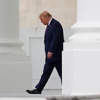 US President Donald Trump departs the North Portico of the White House, in Washington, October 28, 2026. (Alex Brandon/AP)