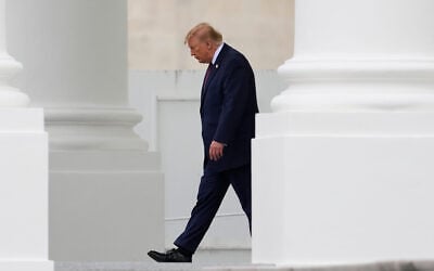 US President Donald Trump departs the North Portico of the White House, in Washington, October 28, 2026. (Alex Brandon/AP)