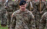 This photo provided by the US Army shows Maj. Gen. Brett Sylvia, at a 101st Airborne Division change of command ceremony at Fort Campbell, Kentucky, May 30, 2025. (Sgt. Timothy Jackson/U.S Army via AP)