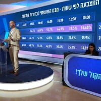 Dean Livne, acting director general of the Central Elections Committee, delivers an update on voter turnout as of 8 p.m. on Israel's election day, October 27, 2026. (Central Elections Committee)