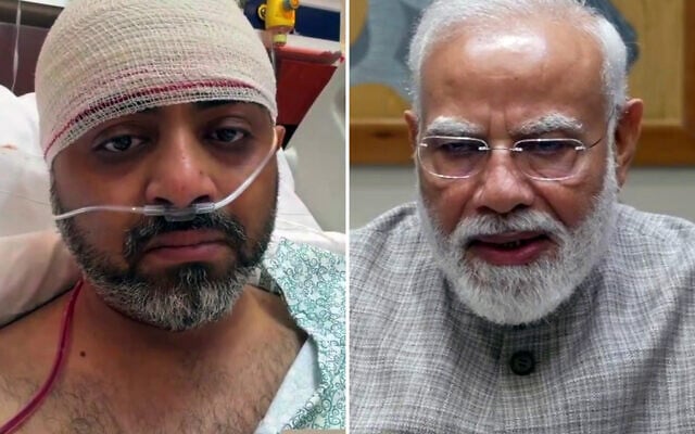Captain Smit Machchhar (left) speaks by video chat to Indian Prime Minister Narendra Modi, on October 2, 2026. (Screenshots via X)