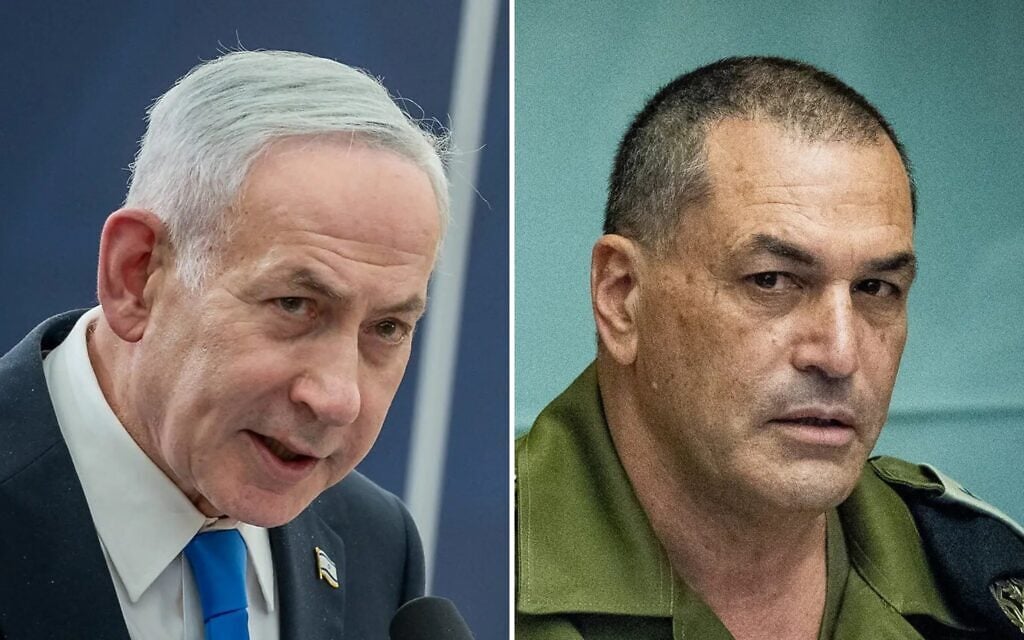 Left: Prime Minister Benjamin Netanyahu attends a ceremony on Mount Herzl in Jerusalem, August 5, 2026; Right: IDF Chief of Staff Eyal Zamir attends a Foreign Affairs and Defense Committee meeting at the Knesset in Jerusalem, May 10, 2026. (Chaim Goldberg/FLASH90, Yonatan Sindel/Flash90)