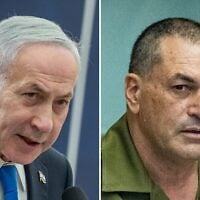 Left: Prime Minister Benjamin Netanyahu attends a ceremony on Mount Herzl in Jerusalem, August 5, 2026; Right: IDF Chief of Staff Eyal Zamir attends a Foreign Affairs and Defense Committee meeting at the Knesset in Jerusalem, May 10, 2026. (Chaim Goldberg/FLASH90, Yonatan Sindel/Flash90)