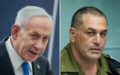 Left: Prime Minister Benjamin Netanyahu attends a ceremony on Mount Herzl in Jerusalem, August 5, 2026; Right: IDF Chief of Staff Eyal Zamir attends a Foreign Affairs and Defense Committee meeting at the Knesset in Jerusalem, May 10, 2026. (Chaim Goldberg/FLASH90, Yonatan Sindel/Flash90)