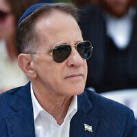 Tzachi Braverman attends a Memorial Day ceremony at the Kiryat Shaul Military Cemetery in Tel Aviv, April 21, 2026. (Avshalom Sassoni/Flash90)