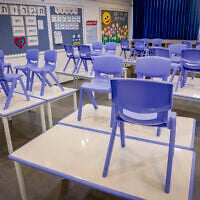A classroom ready for first day of school at Paula Ben Gurion elementary school in Jerusalem on September 1, 2026. (Yossi Zamir/Flash90) A classroom ready for first day of school at Paula Ben Gurion elementary school in Jerusalem on September 1, 2026. (Yossi Zamir/Flash90)