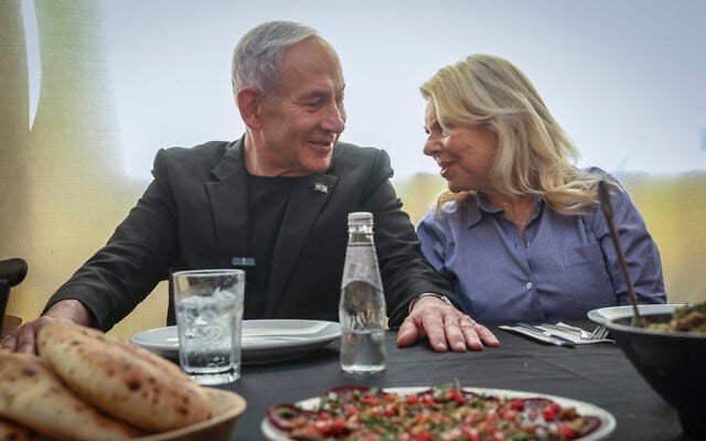 Prime Minister Benjamin Netanyahu and his wife, Sara Netanyahu, visit a restaurant in the northern Israeli city of Safed, September 9, 2026. (David Cohen/Flash90) Prime Minister Benjamin Netanyahu and his wife, Sara Netanyahu, visit a restaurant in the northern Israeli city of Safed, September 9, 2026. (David Cohen/Flash90)