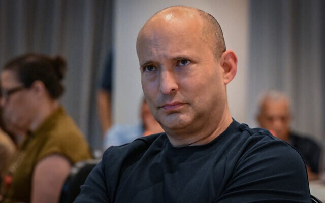 Former prime minister and B'Yachad party chairman Naftali Bennett attends an agriculture conference ahead of the upcoming general elections in Herzliya, September 23, 2026. (Avshalom Sassoni/Flash90) Former prime minister and B'Yachad party chairman Naftali Bennett attends an agriculture conference ahead of the upcoming general elections in Herzliya, September 23, 2026. (Avshalom Sassoni/Flash90)